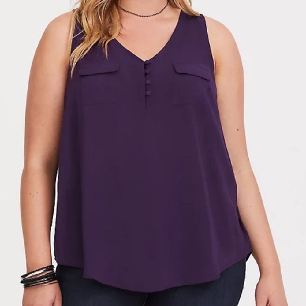 Torrid 3X Challis Button Loop Tank Top